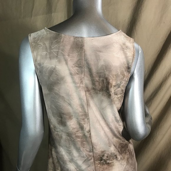 AB Studio Women's Small Sleeveless Tunic Tan Top Blouse Asymmetrical Scoop Soft - Picture 9 of 15